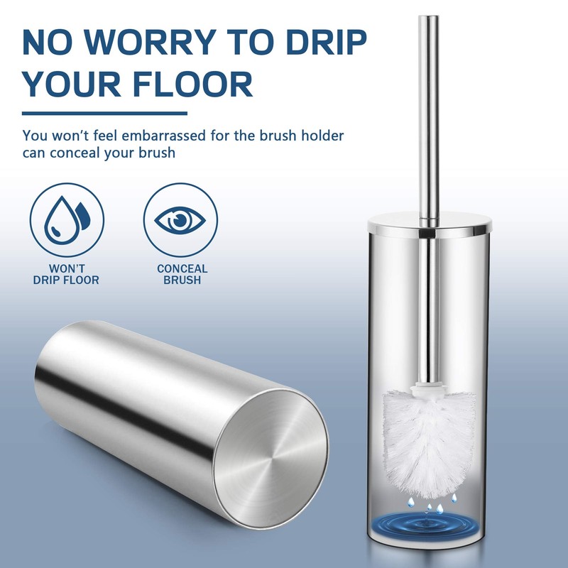 Gricol Toilet Brush with Stainless Steel Container with Splash Guard