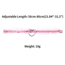 FM FM42 Plus Size 21.84"-31.2" Pink PU Simulated Leather Lace Love Heart Ring Rivets Adjustable Leg Ring Elastic Garter