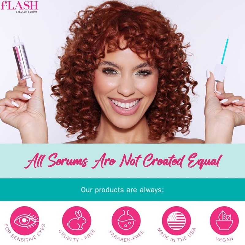 fLASH Eyelash Serum, Serum for Long, Curled Lashes - Enhances