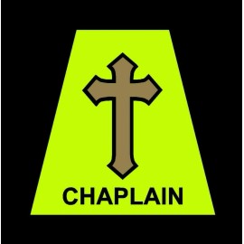 Reflective Fluorescent Yellow CHAPLAIN Rank Helmet Tetrahedron Tet Trapezoid