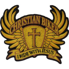 Ivamis Christian Biker Patch I Ride With Jesus - 4.5x4 inch - P5492