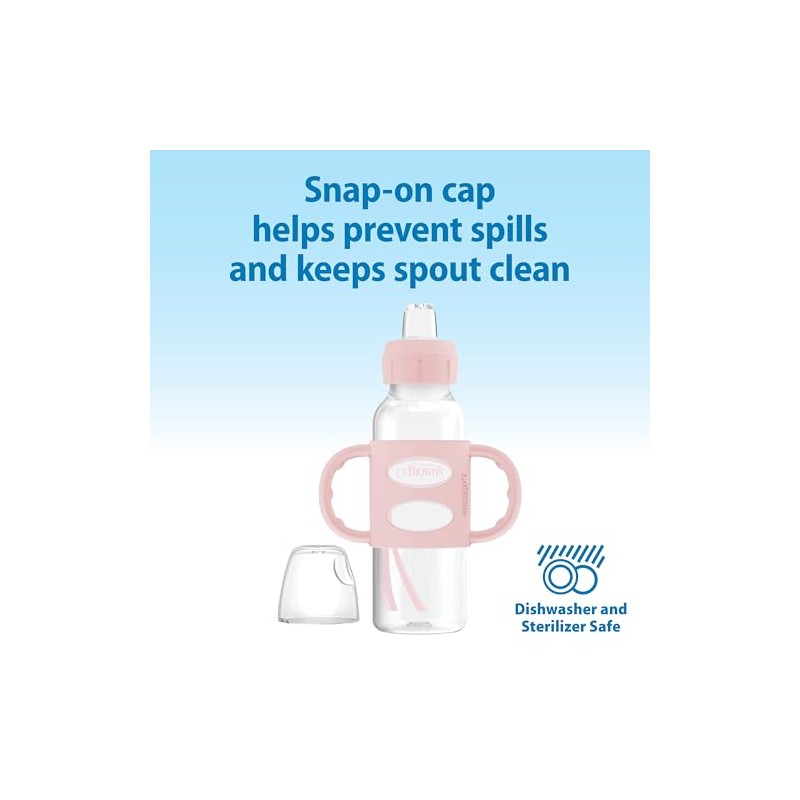Dr. Brown's Milestones Narrow Sippy Spout Bottle with 100% Silicone,