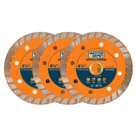 MASTER DEPOT 4-1/2 Inch Diamond Cutting Blade, Turbo Rim for Angle Grinder Circular Saw Cutter Wheel Dry Wet for Masonry/Concrete/Brick/Stone, 7/8"-5/8" Arbor (115mm, 3 PCS)