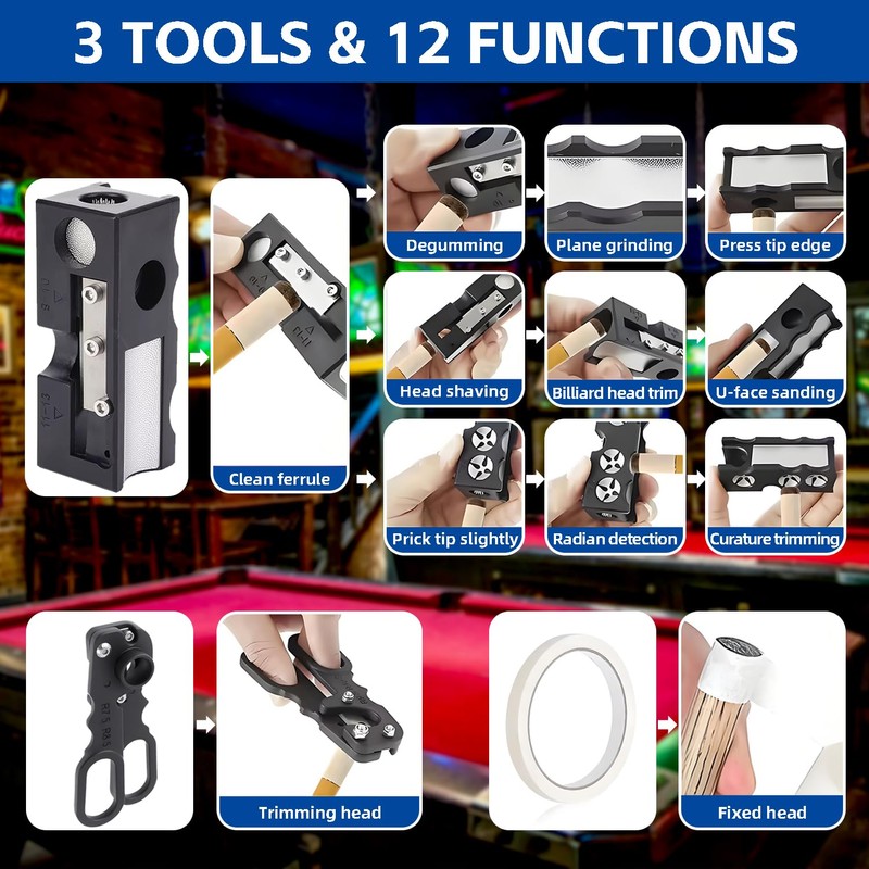 Guokoo 11-in-1 Pool Cue Tips Replacement Kit, Billiards Pool Cue