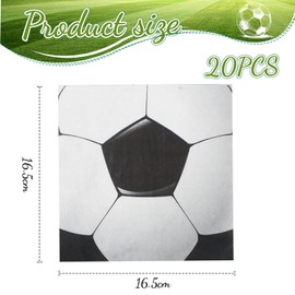 GlamRays Pack of 20 Napkins Football, Football Napkins Children's Birthday, Football Decoration Birthday Children for Children's Birthday Boys Girls Birthday (33 x 33 cm)