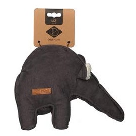 D&D Home, Elegant Corduroy Liz Dog Toy, 27 x 18 cm, Grey, Filling 100% Polyester, Fine Workmanship - Fur Ears, with Squeaky Toy in Trompe for Even More Fun for Dogs
