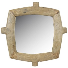 Homeroots Natural Wooden Square Wall Mirror