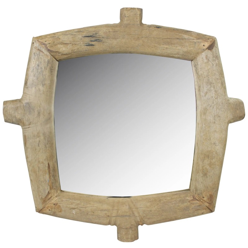 Homeroots Natural Wooden Square Wall Mirror