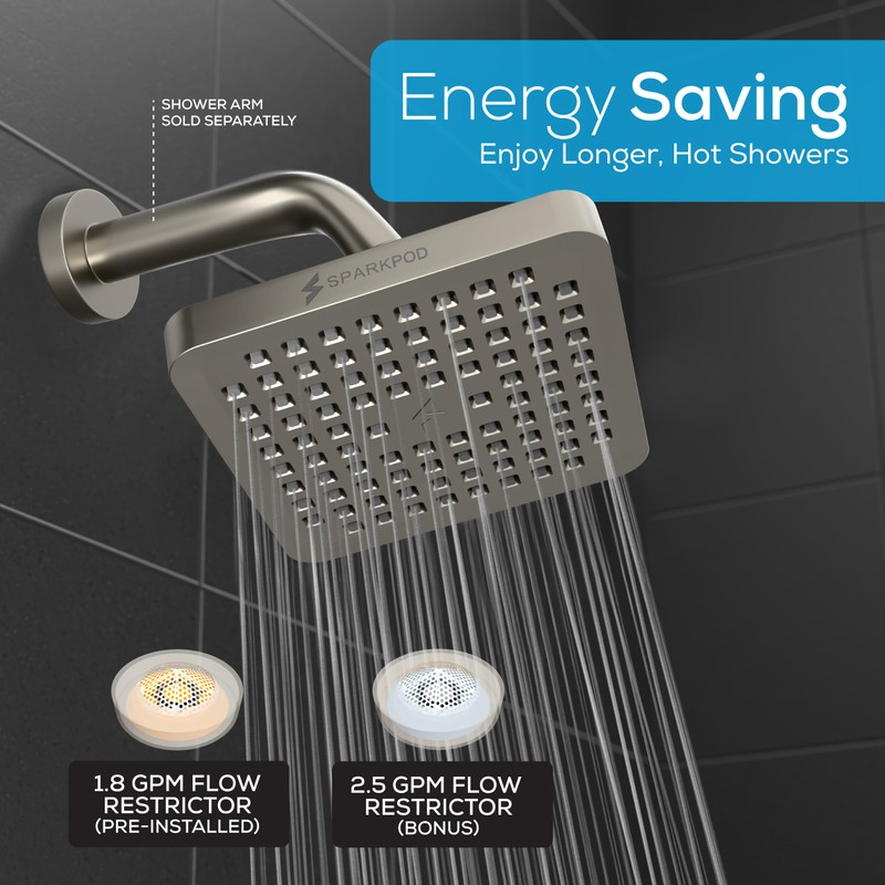 SparkPod Shower Head - High Pressure Rain - Premium Quality