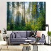 BCughia Tapestry 200 x 200 cm, Green Trees Misty Forest