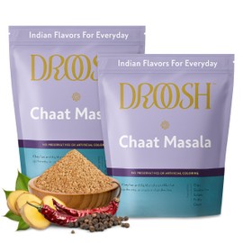 Droosh Chaat Party Spice Mix, Indian Spices, Tangy and Spicy, Chaat Masala Powder for Sandwiches, Snacks, Fruit & Cooking (2 pack)