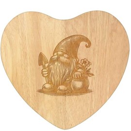 'Garden Gnome with Trowel' Wooden Heart Shaped Chopping/Cutting Board (WB00079161)
