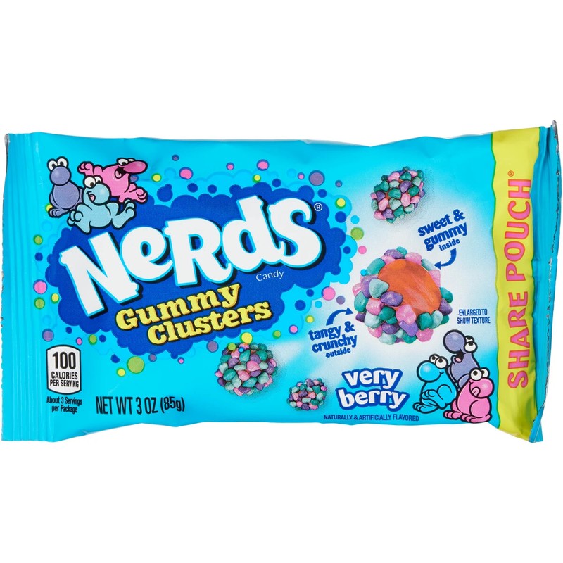 Nerds Candy Gummy Clusters, Very Berry, Share Pouch, 3 oz,