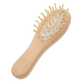 Baluue Mini Wooden Detangling Comb Portable Cushion Hair Brush for Travel Anti-static Small Brush for Scalp Massage for All Hair Types