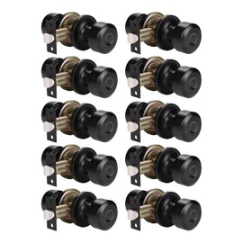 KNOBWELL 10 Pack Matte Black Passage Door Knob Set Interior Door Knobs, Closet Door Knobs, Hallway/Closet Door Knob Indoor Door knob
