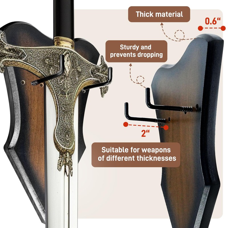FLURSAILE Sword Plaque Wall Mount Vertical Display Holder Adjustable Stand