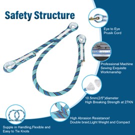 AOKWIT Climbing Rope Nylon Wear-Resistant Prusik Cord Sutured Terminals Prusik Rope with Plastic Protective Sleeves 22KN Good Load-Bearing Capacity Prusik Loop for Outdoor Climbing (Blue 4, 24in)