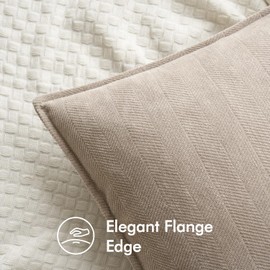 MIULEE Pack of 2 Beige Decorative Pillow Covers 20x20 Inch Soft Chenille Couch Throw Pillows Farmhouse Cushion Covers with Elegant Design for Sofa Bedroom Living Room Home Decor