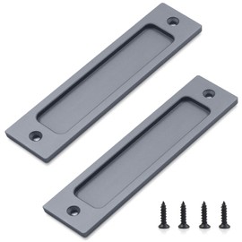 2Pcs Rectangular Recessed Door Pull Handle with Screw, Flat Backside Metal Sliding Barn Door Handle, Flush Pull Handle for Sliding Door, Cabinets and Closet (Silver)