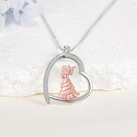 VENACOLY Volin Gift Necklace 925 Sterling Silver Volin Necklace Playing Violin Pendant Music Jewellery Gifts For Women Violinists