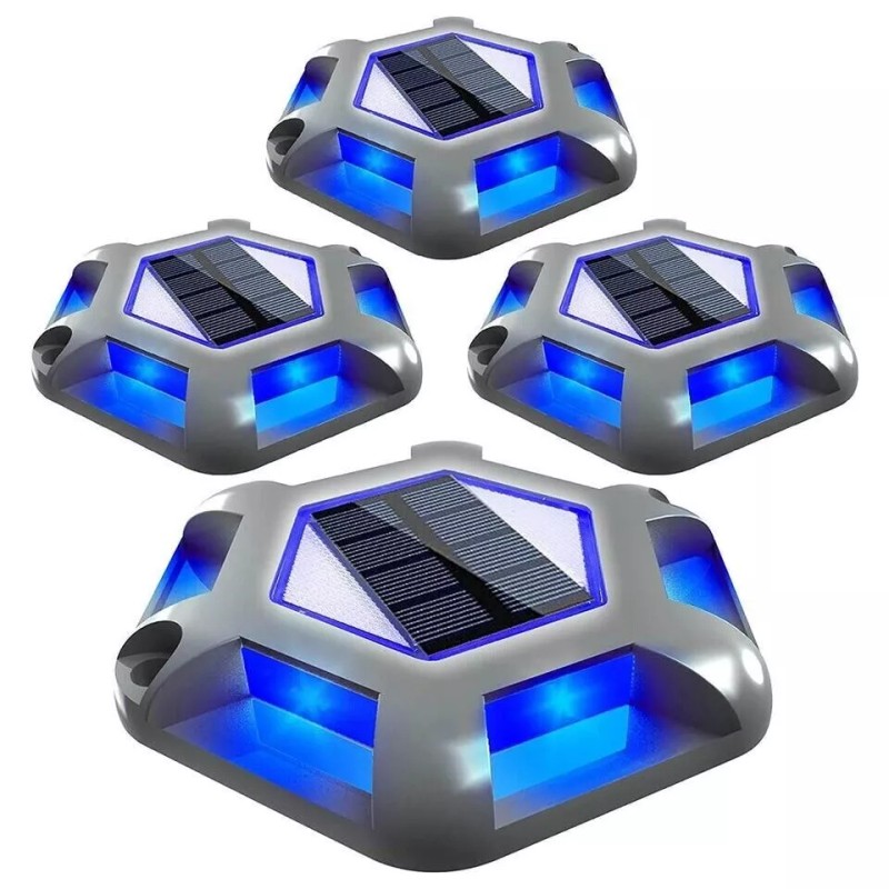 T-SUN 4Pack Solar Deck Lights Blue Driveway Dock Lights Blue