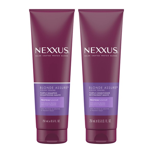 Nexxus Blonde Assure Purple Shampoo & Conditioner for Silver, Bleached, Platinum and Blonde Hair 250 ml (2)