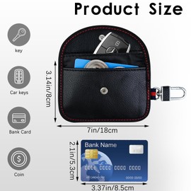 AdiStylinno Car Key Case, PU Leather Anti-Theft Key Pouch for Car Keys Rotatable Hook Signal RFID Blocking Key Fob Protector (Black)