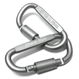 Screw Lock, Shedding Prevention, Carabiner Clip, Nascan, Set of 4, Lightweight, Aluminum Material, Outdoor Holder, Equipment (Silver)
