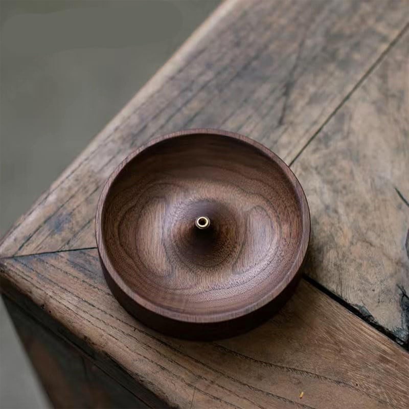 Cozioz Black Walnut Incense Holder – Solid Wood Burner with
