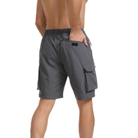 Tansozer Men's Hiking Shorts with Zip Pocket Outdoor Hiking Mountaineering Summer Shorts, Peacock Blue