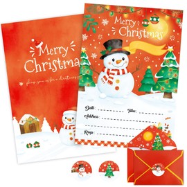 WERNNSAI Christmas Party Invitation Cards - 24 Pack Christmas Invitations with Envelopes Birthday Invites for Kids Girls Boys Baby Shower Christmas Snowman Theme Party Supplies Class School Activities