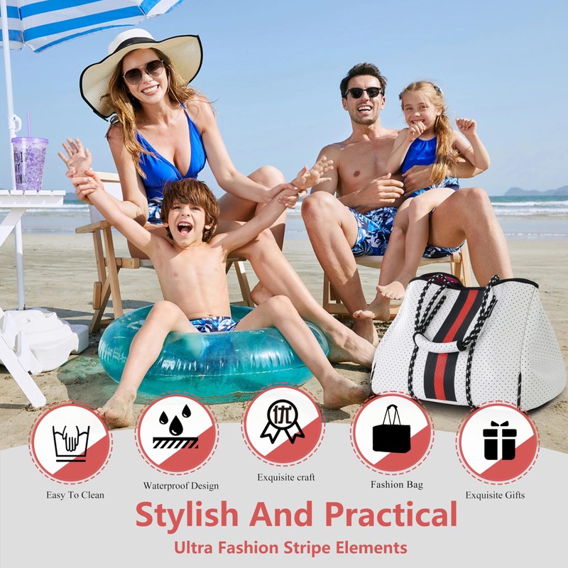 QOGiR Neoprene Multipurpose Beach Bag Tote with Inner Zipper Pocket