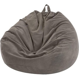 Nobildonna 3 ft Bean Bag Chair Cover (No Filler) 35"×43" Large Stuffed Animal Storage Bean Bag Washable Big Beanbag Chair Cover Premium Corduroy Bean Bag Cover for Adults,Kids,Warm Grey 300L