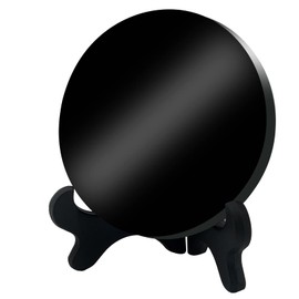 AGERYU Black Obsidian Scrying Mirror, Obsidian Mirror with Stand and Bag for Divination, Meditation, Healing, Feng Shui (150mm(5.9in))
