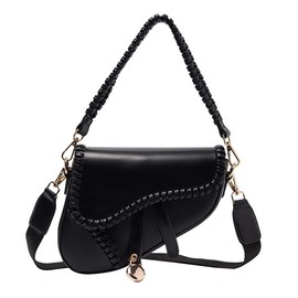 Stylish saddle bag Women's handbag Trendy shoulder bag crossbody bag, Black