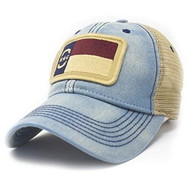North Carolina Flag Patch Trucker Hat, Americana Blue