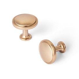 Yanxia Set of 12 Champagne Bronze Minimalist Cabinet Knobs with Subtle Concave Rim Detailing Modern Luxurious Hardware for Kitchen Drawer