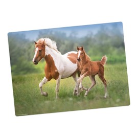 Washable Place Mats - Horses Mum with Foal - 1 Piece - 44 x 32 cm - Made of Premium Vinyl