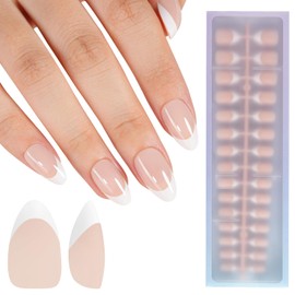 Misssix XBASICTIPS French Tip Press On Nails, 150Pcs French Gel Nail Tips Short Almond, Soft Gel Pre-shaped No Need to File 3 in 1 Nail Tips, Fake Nails for Nail Art DIY Extension Designs 15 Sizes