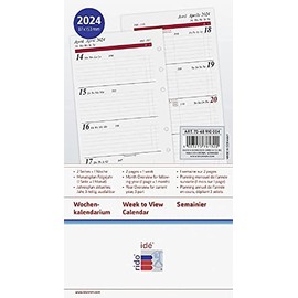 rido/idé Weekly Calendar Timing Special 2024 2 Pages = 1 Week Sheet Size 8.7 x 15.3 cm White