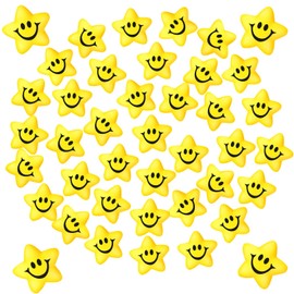Kasyat 100 Pcs Star Smile Face Stress Balls Bulk 2.2 Inch Mini Foam Smile Ball Yellow Small Stress Relief Toy for School Reward Student Prizes Birthday Party Favor