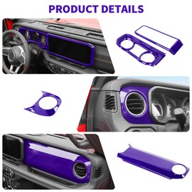 JeCar 4pcs Purple Interior Dash Cover Trim Accessories for 2024 2025+ Jeep Wrangler JL Gladiator JT