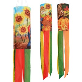 THQZLH 2 Pack Fall Windsocks Outdoor - Heavy Duty Thanksgiving Wind Socks，Experience The Breathtaking Beauty of Autumn