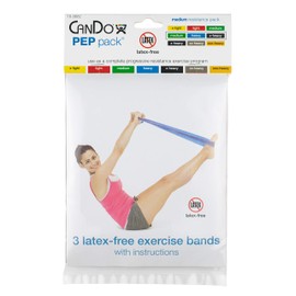 CanDo 10-5682 Latex-Free Exercise Band Pep Pack, Moderate, Green/Blue/Black