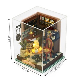 Cuteefun DIY Miniature House Kits, 3D Wooden Dollhouse Kits, Tiny Model House for Adults to Build, Mini House Crafts for Teens Adults Hobby Birthday Gifts (Coffee Time)