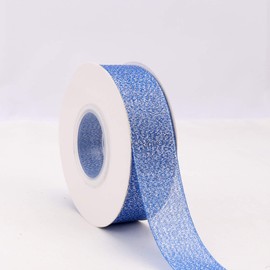 1 Inch Glitter Blue Ribbon, Valentines Ribbon for Gift Wrapping, Holiday Party, Wedding Decorations, 25 Yards Fabric Ribbon for Balloons, Sewing, and Floral DIY Decor