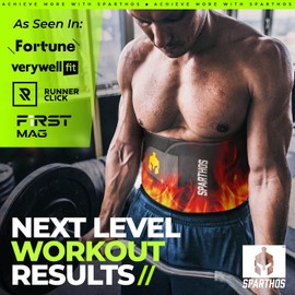 Sparthos Waist Trimmer Belt - Sweet Burning Sauna Effect - Belly Tummy Loss - Neoprene Corset Shaper for Workout, Sweat and Lose Stomach - Everyday Wear for Men and Women (S) Midnight Black