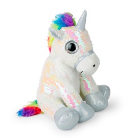 Mousehouse Gifts - White Sequined Unicorn Soft Toy, Plushie Unicorn Cuddly Toy for Children