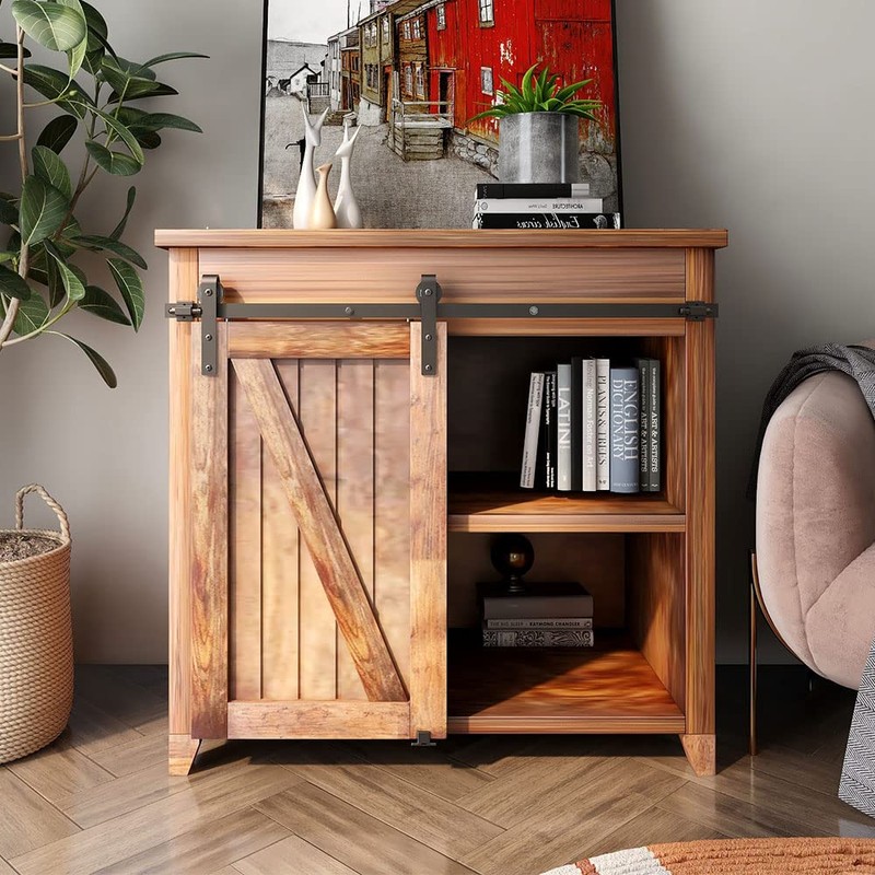 CCJH 2.5FT Mini Sliding Barn Door Hardware Kit Closet Cabinet