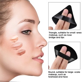 WLLHYF 4 Pieces Triangle Powder Puff 4 Pieces Mini Finger Makeup Sponges Puff With Strap Velour Powders Puffs for Mineral Powder Cosmetic Loose Powder Body Powder Wet Dry Foundation Beauty Tool